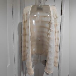 The Elder Statesman Cream Open-Front Knit Cardigan